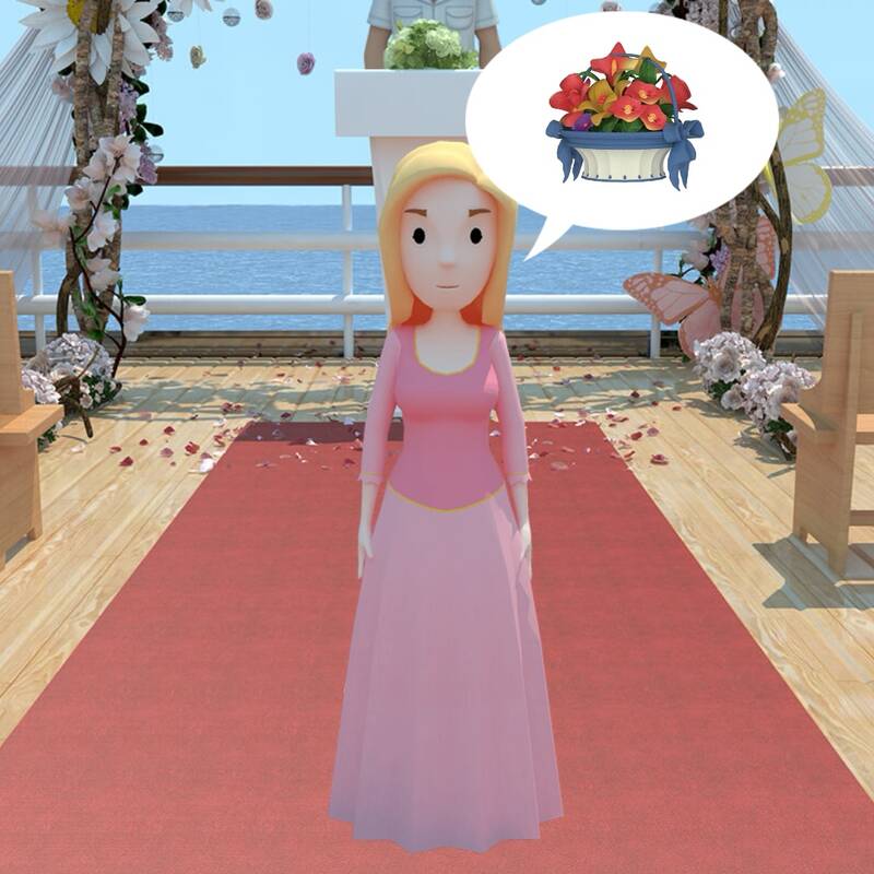 出门送花篮给粉衣女生