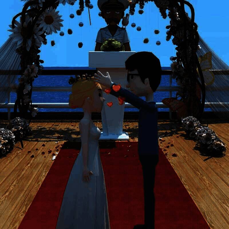 送花环戒指给新郎新娘