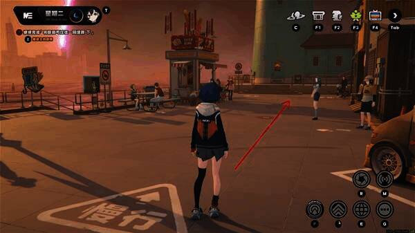 红色箭头指示前进方向画面