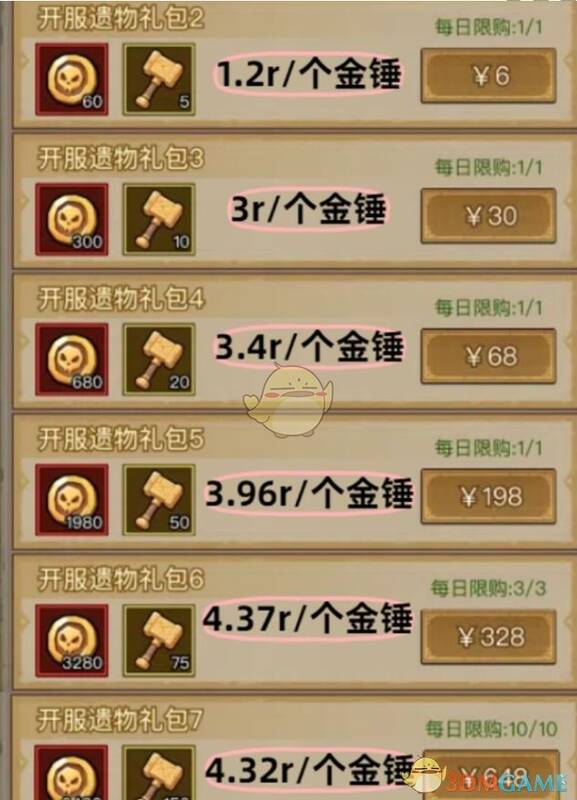 《英雄没有闪》付费礼包界面