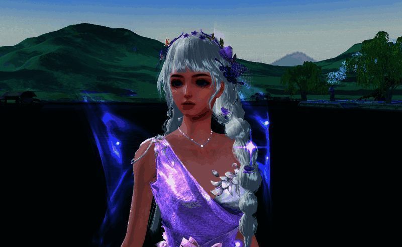 身着孤月点萤的紫英女脸模少女一