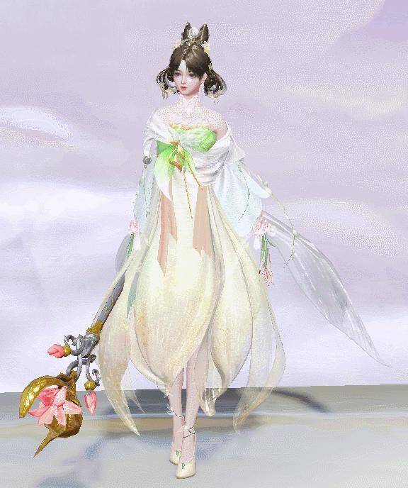 少女穿着烟柳画桥时装侧面图