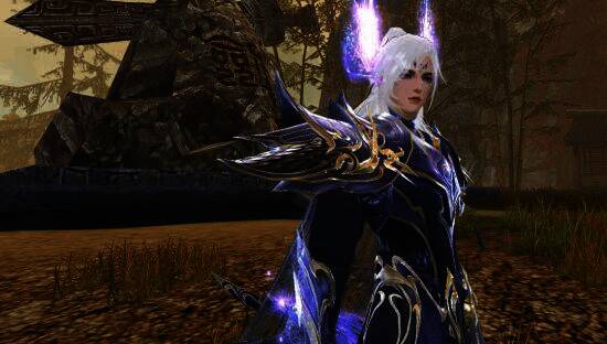 武运男脸模搭配神武八荒铠甲在林间图