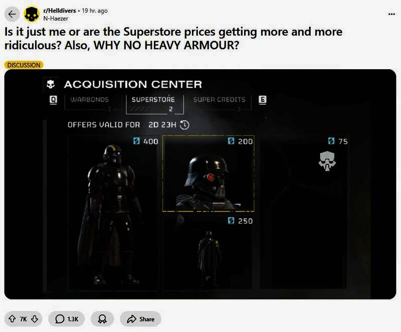 《绝地潜兵2》超级商城装甲套装展示图片