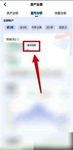 点击盈亏日历按钮的页面截图