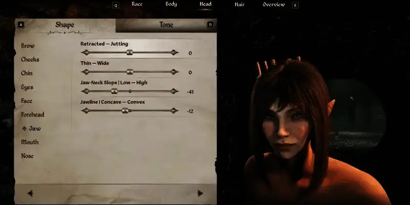 木精灵颚部捏脸参考图