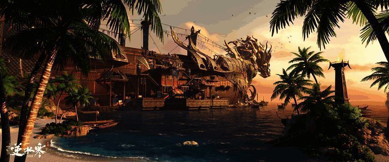 逆水寒手游逐浪湾港口景象