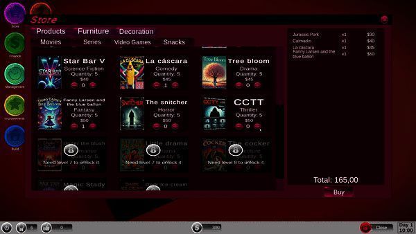 Videoclub Simulator 购买和出售电影界面