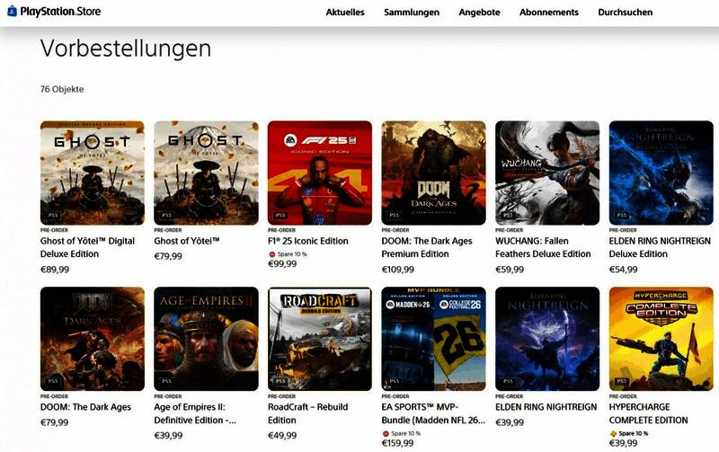 欧盟地区PS商城预购榜相关图