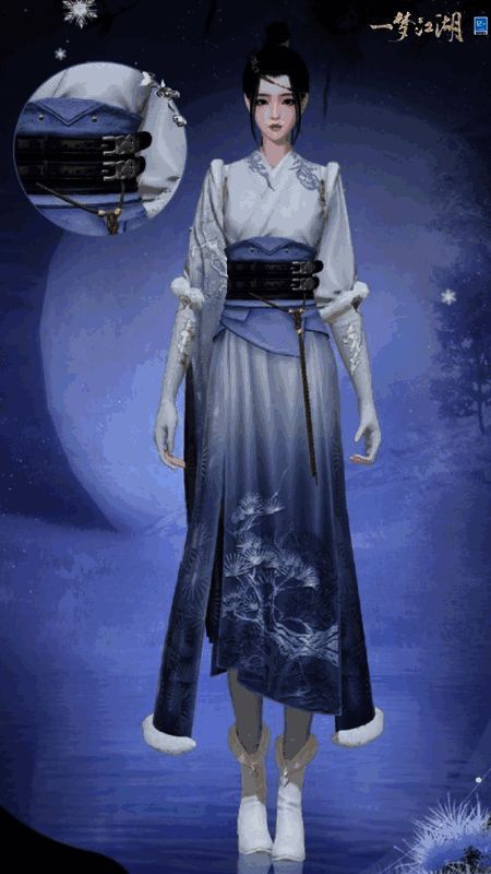 女侠身着松覆雪时装图