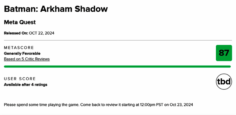 《蝙蝠侠:阿卡姆之影》评测得分画面