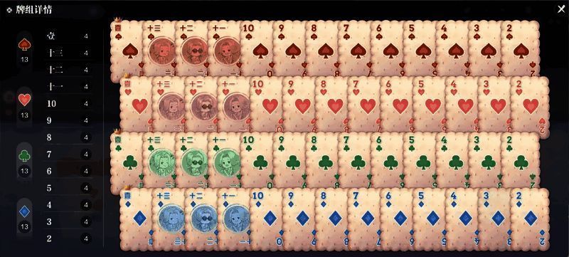 游戏内九种不同牌型示意图，包括对子、双玉钩、一色花等经典组合