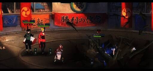 宇智波带土在战斗胜利后的特写画面,眼神坚定,背景是被击败的敌人