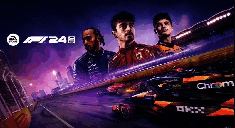 《F1 24》游戏画面,赛车在赛道上疾驰而过