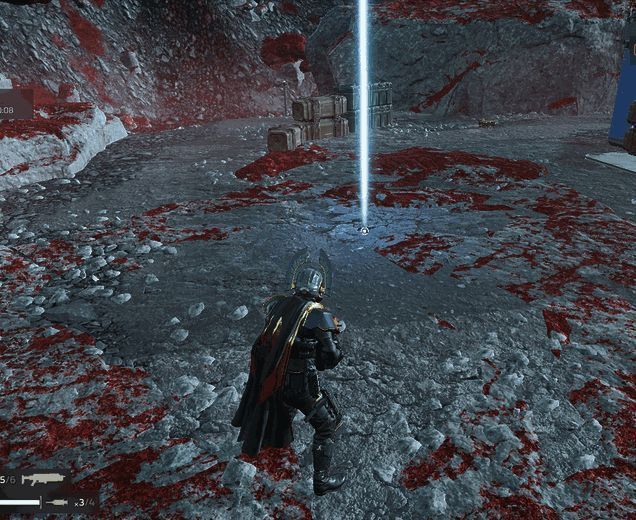 角色站在即将降落的补给箱正下方,画面紧张感十足