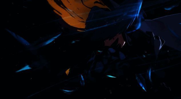 黑羽正面全身立绘，黑色短裙与金属锁链装饰相搭，眼神冷峻