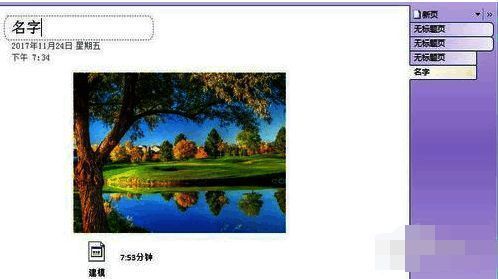 OneNote编辑界面展示,显示插入文字、图片及其他多媒体内容的功能