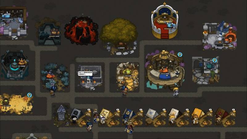 噗噗与多位英雄互动场景，表情生动，场景细节丰富