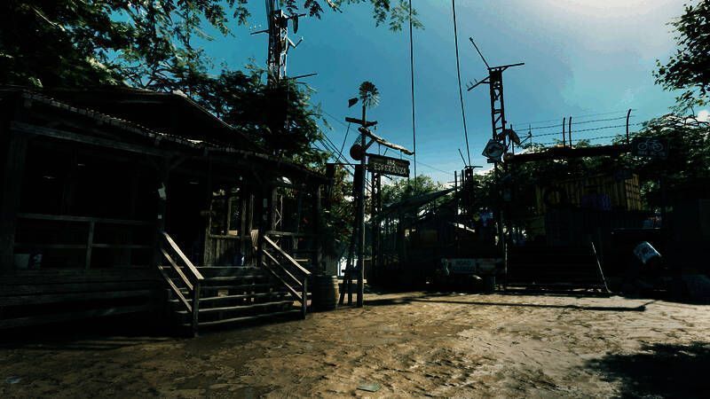 里奇岛全景图,可以看到村庄、酒馆和渔船停泊的小码头