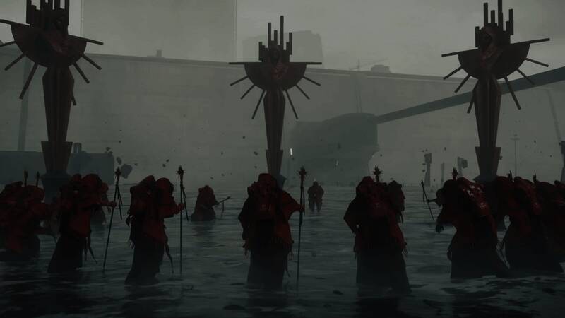 游戏主菜单界面设计独特，融合科幻元素