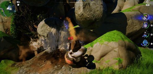 花芽蟹被包围瞬间,玩家准备发动最终捕捉动作