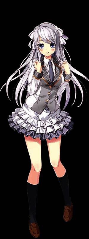 花园瑛美角色立绘，身穿校服，表情略带羞涩