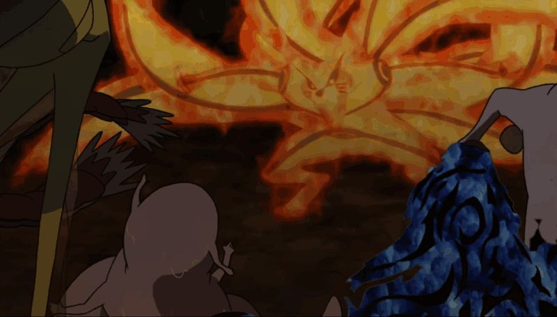 鸣人与九喇嘛共鸣瞬间，尾兽点数积攒特效展示