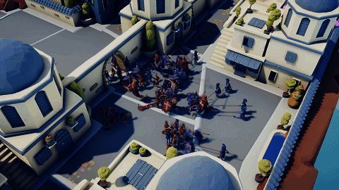 多个角色同时发起高速攻击，画面混乱却充满动感