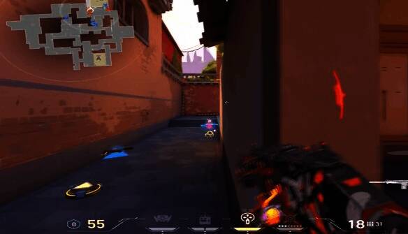 准星五展示图,带有轻微偏移提示线,帮助判断敌人移动轨迹