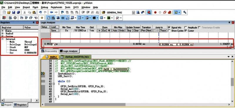 调试界面详细展示,内部时间统计区域用红框圈出便于识别