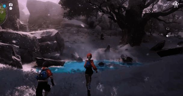 战斗中利用冰面限制敌人移动的战术演示,敌方单位被困在冰层之上