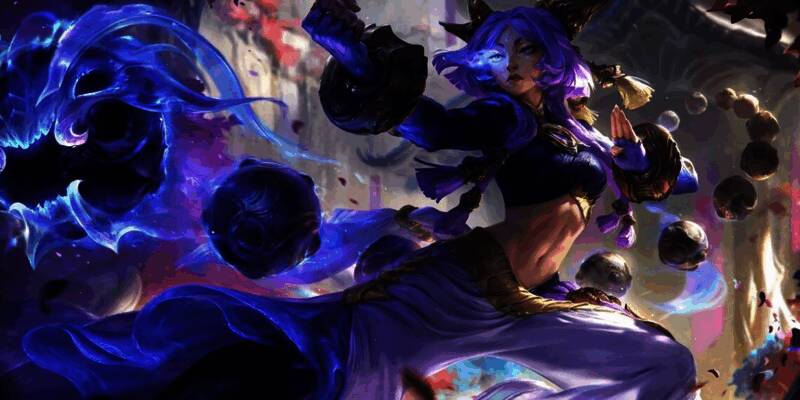 英雄联盟新英雄永岚全身立绘,身穿古风铠甲手持灵能镰刀