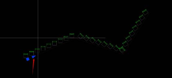 CAD中拖动箭头调整阵列间距的示意图
