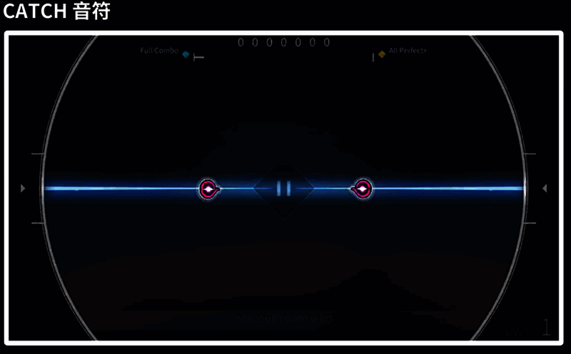 SLIDE音符操作演示，手指持续按压屏幕直至音符完全通过判圈