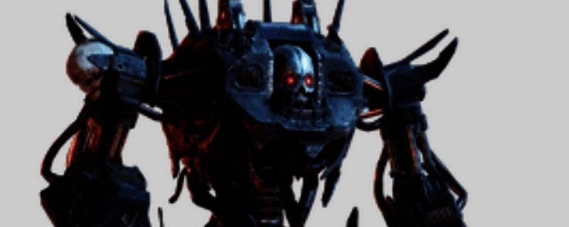 狂暴者全身特写展示,可见其强壮的机械构造和锋利的电锯武器