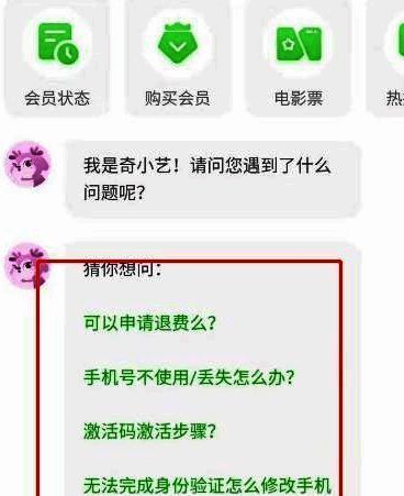 在线客服界面展示各类问题反馈选项