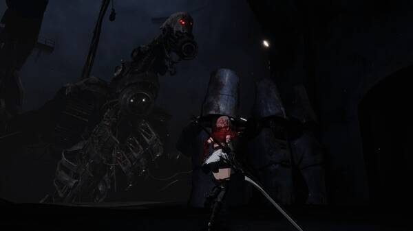 无限机兵战斗画面，主角左手变形机关释放术式