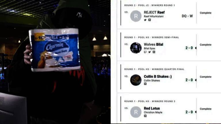 后台画面显示一名选手正在向工作人员投掷厕纸,安保人员迅速上前制止