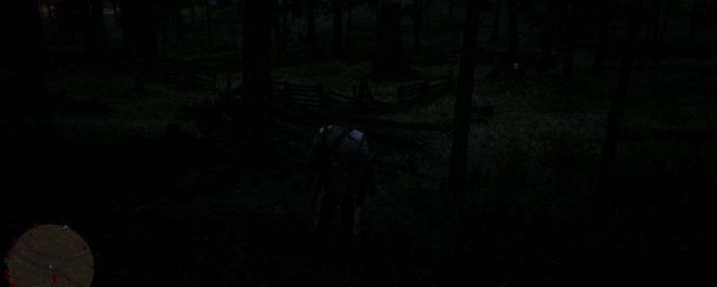 《荒野大镖客2》中角色正在剥取鹿皮