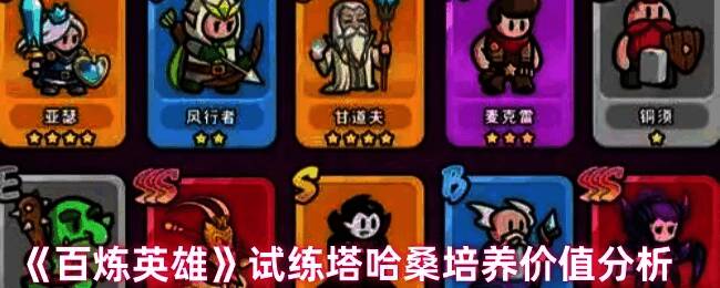 《百炼英雄》试炼塔界面展示，背景为高耸的塔楼和战斗特效