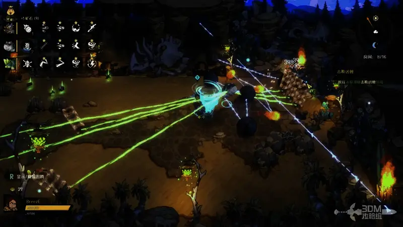 多角龙在地图中释放散射与铁蒺藜图腾攻击敌人