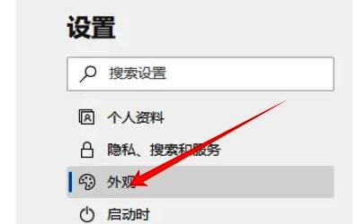 在设置界面找到外观部分的图片