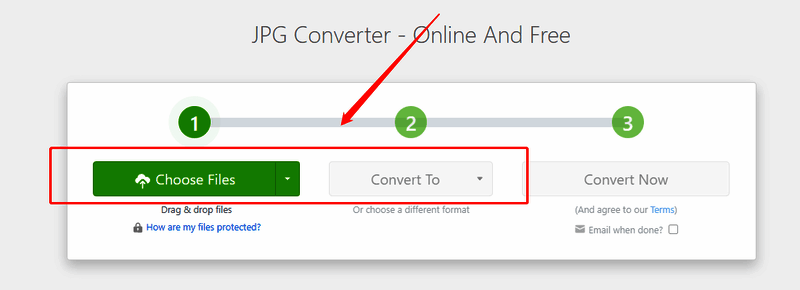 Zamzar在线转换工具上传图片并选择导出PDF格式操作图