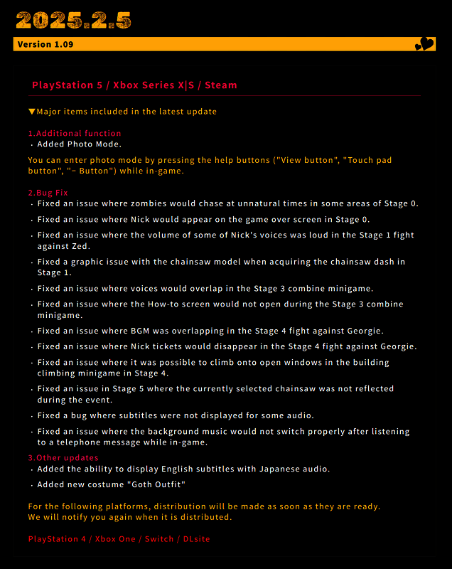 《电锯甜心RePOP》1.09版本更新详情图片