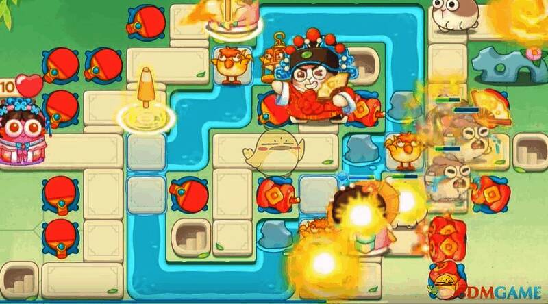 保卫萝卜4梁波波与祝秋秋第90关右侧鞭炮布置