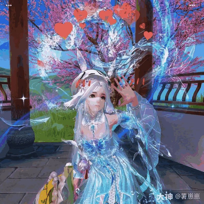 薯崽崽少侠在古亭外俏皮打招呼的照片