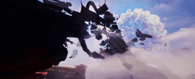 白水台桥梁断裂,雾气弥漫的景象