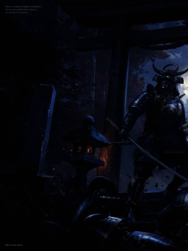 《刺客信条:影》艺术设定图中的角色画面