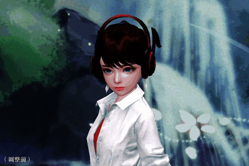 戴着耳机的游戏角色画面