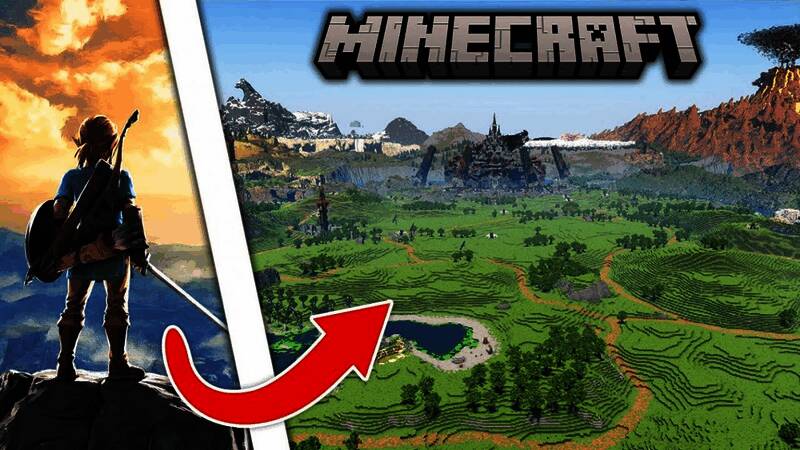 《塞尔达传说:旷野之息》与《我的世界》相关画面